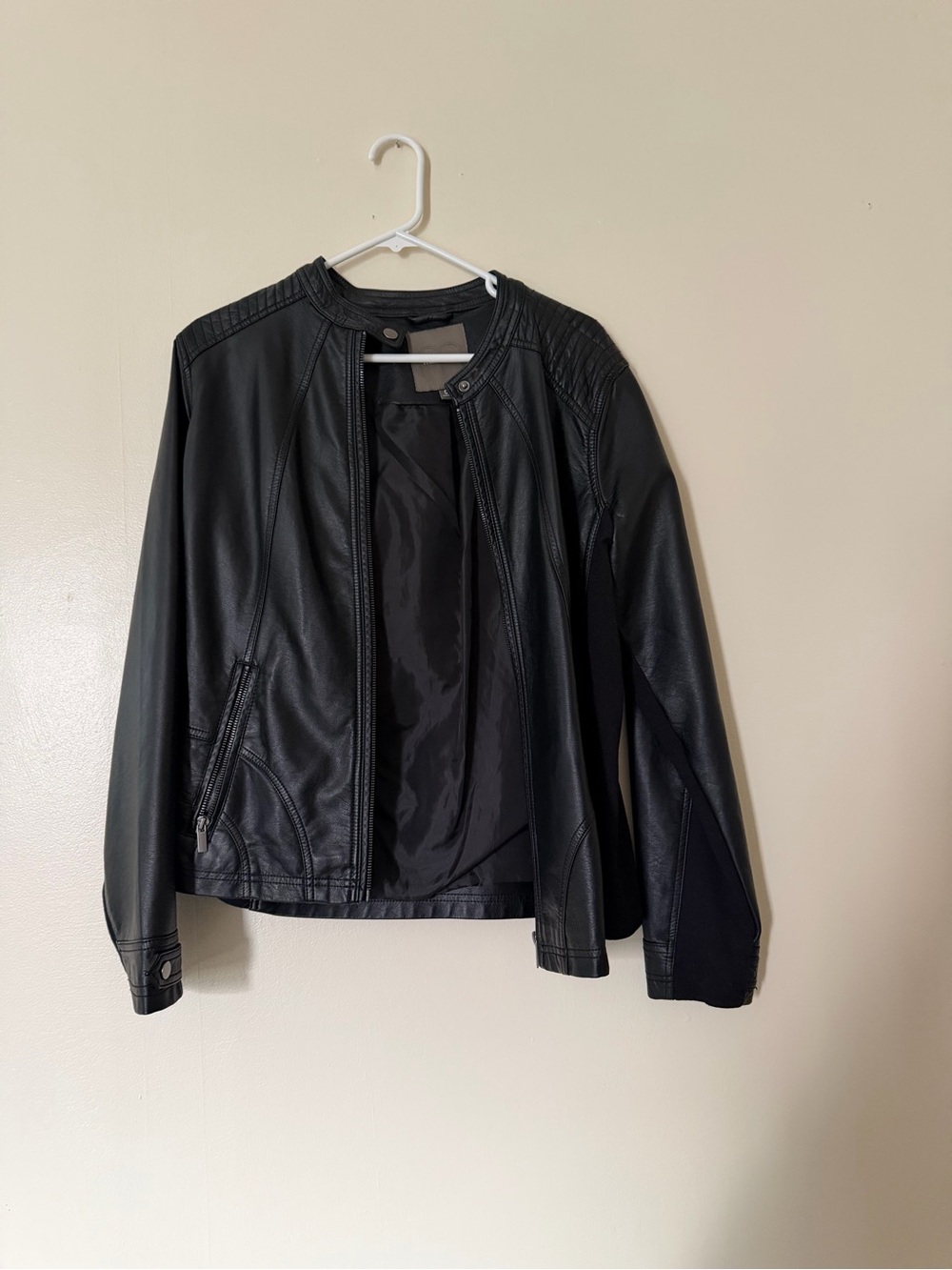 Maurices Black Faux Leather Jacket with Zip Pockets